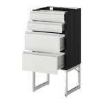 МЕТОД / ФОРВАРА Нплн шк 4 фронт/2 низк/2средн ящ - 40x37x60 см, Нодста белый/алюминий, под дерево черный