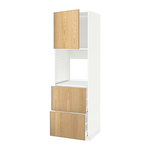 МЕТОД / МАКСИМЕРА Выс шк д/дхвк+двр/2фрнт/2выс ящ - белый, Экестад дуб, 60x60x200 см МЕТОД / МАКСИМЕРА Выс шк д/дхвк+двр/2фрнт/2выс ящ - белый, Экестад дуб, 60x60x200 см