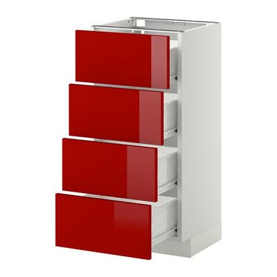 МЕТОД / ФОРВАРА Напольн шкаф 4 фронт панели/4 ящика - 40x37 см, Рингульт глянцевый красный, белый МЕТОД / ФОРВАРА Напольн шкаф 4 фронт панели/4 ящика - 40x37 см, Рингульт глянцевый красный, белый