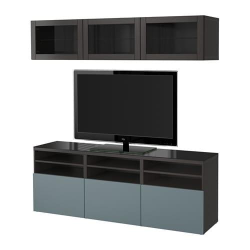 БЕСТО Шкаф для ТВ, комбин/стеклян дверцы - черно-коричневый/Вальвикен серо-бирюзовый, прозрачное стекло, направляющие ящика,нажимные БЕСТО Шкаф для ТВ, комбин/стеклян дверцы - черно-коричневый/Вальвикен серо-бирюзовый, прозрачное стекло, направляющие ящика,нажимные