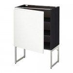 МЕТОД Напольный шкаф с полками - под дерево черный, Воксторп белый, 60x37x60 см