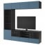 БЕСТО Шкаф для ТВ, комбин/стеклян дверцы - черно-коричневый Вальвикен/темно-синий прозрачное стекло, направляющие ящика,нажимные