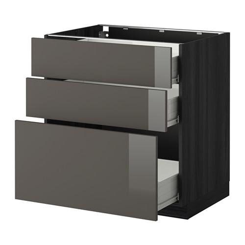 МЕТОД / ФОРВАРА Нплн шк 3 фрнт/3 средн ящика - под дерево черный, Рингульт глянцевый серый, 80x60 см МЕТОД / ФОРВАРА Нплн шк 3 фрнт/3 средн ящика - под дерево черный, Рингульт глянцевый серый, 80x60 см