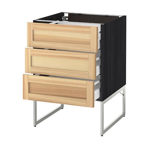 МЕТОД / МАКСИМЕРА Нплн шк 3 фрнт/3 средн ящика - под дерево черный, Торхэмн естественный ясень, 60x60x60 см МЕТОД / МАКСИМЕРА Нплн шк 3 фрнт/3 средн ящика - под дерево черный, Торхэмн естественный ясень, 60x60x60 см