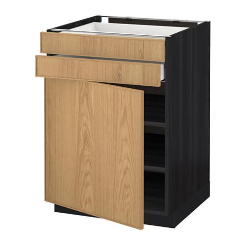 МЕТОД / МАКСИМЕРА Напольный шкаф с дверцей/2 ящиками - под дерево черный, Экестад дуб, 60x60 см МЕТОД / МАКСИМЕРА Напольный шкаф с дверцей/2 ящиками - под дерево черный, Экестад дуб, 60x60 см