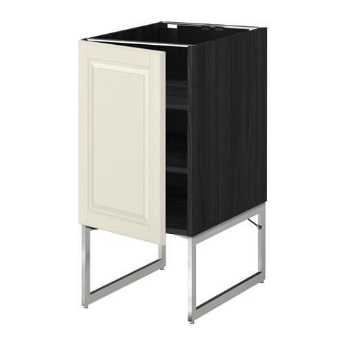МЕТОД Напольный шкаф с полками - под дерево черный, Будбин белый с оттенком, 40x60x60 см