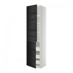 МЕТОД / ФОРВАРА Высокий шкаф+полки/3 ящика/2 дверцы - 60x60x240 см, Тингсрид под дерево черный, белый