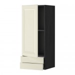 МЕТОД / МАКСИМЕРА Навесной шкаф с дверцей/2 ящика - под дерево черный, Будбин белый с оттенком, 40x100 см МЕТОД / МАКСИМЕРА Навесной шкаф с дверцей/2 ящика - под дерево черный, Будбин белый с оттенком, 40x100 см