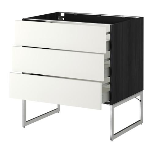 МЕТОД / МАКСИМЕРА Нплн шк 3 фрнт/3 средн ящика - под дерево черный, Хэггеби белый, 80x60x60 см