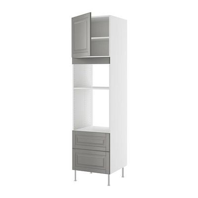 ФАКТУМ Высок шкаф для СВЧ/духов+ящ/дверь - Лидинго серый, 60x233 см