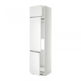 МЕТОД Выс шкаф для хол/мороз с 3 дверями - 60x60x240 см, Нодста белый/алюминий, белый