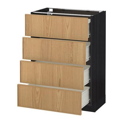 МЕТОД / ФОРВАРА Напольн шкаф 4 фронт панели/4 ящика - 60x37 см, Экестад дуб, под дерево черный МЕТОД / ФОРВАРА Напольн шкаф 4 фронт панели/4 ящика - 60x37 см, Экестад дуб, под дерево черный