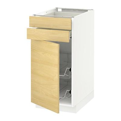 МЕТОД / ФОРВАРА Напольн шкаф/дверца/2ящ/првл крзн - 40x60 см, Тингсрид под березу, белый