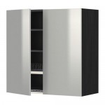 МЕТОД Навесной шкаф с посуд суш/2 дврц - под дерево черный, Гревста нержавеющ сталь, 80x80 см МЕТОД Навесной шкаф с посуд суш/2 дврц - под дерево черный, Гревста нержавеющ сталь, 80x80 см