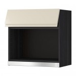 METOD навесной шкаф для СВЧ-печи черный/Воксторп глянцевый светло-бежевый 60x60 см