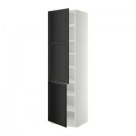 МЕТОД Высокий шкаф с полками/2 дверцы - 60x60x220 см, Лаксарби черно-коричневый, белый