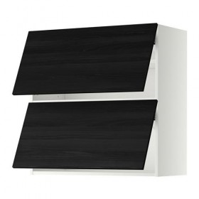 МЕТОД Навесной шкаф/2 дверцы, горизонтал - белый, Тингсрид под дерево черный, 80x80 см