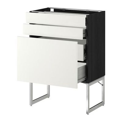 МЕТОД / ФОРВАРА Напольн шкаф 3фронт пнл/2низ/2ср ящ - 60x37x60 см, Хэггеби белый, под дерево черный МЕТОД / ФОРВАРА Напольн шкаф 3фронт пнл/2низ/2ср ящ - 60x37x60 см, Хэггеби белый, под дерево черный