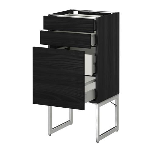 МЕТОД / МАКСИМЕРА Напольн шкаф 3фронт пнл/2низ/2ср ящ - под дерево черный, Тингсрид под дерево черный, 40x37x60 см