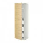 МЕТОД / МАКСИМЕРА Высокий шкаф с ящиками - 60x60x200 см, Тингсрид под березу, белый МЕТОД / МАКСИМЕРА Высокий шкаф с ящиками - 60x60x200 см, Тингсрид под березу, белый
