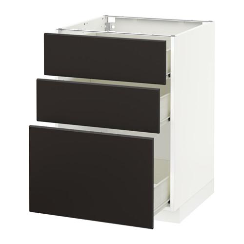 МЕТОД / ФОРВАРА Напольный шкаф с 3 ящиками - белый, Кунгсбакка антрацит, 60x60 см МЕТОД / ФОРВАРА Напольный шкаф с 3 ящиками - белый, Кунгсбакка антрацит, 60x60 см