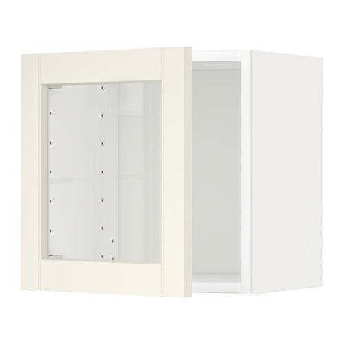 МЕТОД Навесной шкаф со стеклянной дверью - белый, Хитарп белый с оттенком