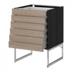 МЕТОД / ФОРВАРА Напольн шкаф 6фронт пнл/6 низ ящ - 60x60x60 см, Брокхульт под грецкий орех светло-серый, под дерево черный МЕТОД / ФОРВАРА Напольн шкаф 6фронт пнл/6 низ ящ - 60x60x60 см, Брокхульт под грецкий орех светло-серый, под дерево черный