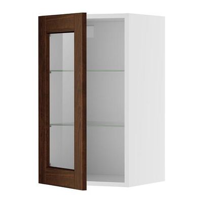 ФАКТУМ Навесной шкаф со стеклянной дверью - Роккхаммар коричневый, 30x92 см