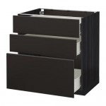 МЕТОД / ФОРВАРА Напольный шкаф с 3 ящиками - под дерево черный, Кунгсбакка антрацит, 80x60 см МЕТОД / ФОРВАРА Напольный шкаф с 3 ящиками - под дерево черный, Кунгсбакка антрацит, 80x60 см