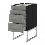 МЕТОД / МАКСИМЕРА Нплн шк 4 фронт/2 низк/2средн ящ - под дерево черный, Будбин серый, 40x60x60 см