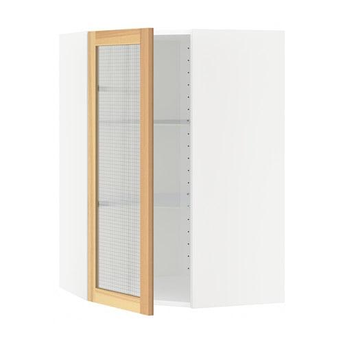 МЕТОД Углов навесн шк с полками/сткл дв - белый, Торхэмн естественный ясень, 68x100 см МЕТОД Углов навесн шк с полками/сткл дв - белый, Торхэмн естественный ясень, 68x100 см