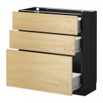 МЕТОД / ФОРВАРА Напольный шкаф с 3 ящиками - 80x37 см, Тингсрид под березу, под дерево черный МЕТОД / ФОРВАРА Напольный шкаф с 3 ящиками - 80x37 см, Тингсрид под березу, под дерево черный