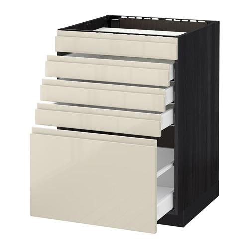 МЕТОД / МАКСИМЕРА Напольн шк д/вар панели/5фасад/4ящ - под дерево черный, Воксторп глянцевый светло-бежевый, 60x60 см МЕТОД / МАКСИМЕРА Напольн шк д/вар панели/5фасад/4ящ - под дерево черный, Воксторп глянцевый светло-бежевый, 60x60 см