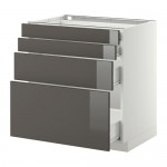 МЕТОД / ФОРВАРА Нплн шк 4 фронт/2 низк/2средн ящ - белый, Рингульт глянцевый серый, 80x60 см