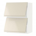 МЕТОД Навесной шкаф/2 дверцы, горизонтал - белый, Воксторп глянцевый светло-бежевый, 60x80 см МЕТОД Навесной шкаф/2 дверцы, горизонтал - белый, Воксторп глянцевый светло-бежевый, 60x80 см