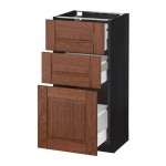 МЕТОД / МАКСИМЕРА Напольный шкаф с 3 ящиками - под дерево черный, Филипстад коричневый, 40x37 см