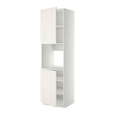 МЕТОД Высок шкаф д/духовки/2дверцы/полки - 60x60x220 см, Росдаль белый ясень, белый