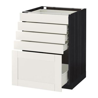 МЕТОД / ФОРВАРА Напольный шкаф с 5 ящиками - 60x60 см, Сэведаль белый, под дерево черный МЕТОД / ФОРВАРА Напольный шкаф с 5 ящиками - 60x60 см, Сэведаль белый, под дерево черный