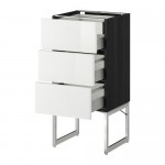 МЕТОД / МАКСИМЕРА Напольн шкаф 3фронт пнл/2низ/2ср ящ - под дерево черный, Рингульт глянцевый белый, 40x37x60 см МЕТОД / МАКСИМЕРА Напольн шкаф 3фронт пнл/2низ/2ср ящ - под дерево черный, Рингульт глянцевый белый, 40x37x60 см