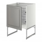 МЕТОД Напольный шкаф с проволочн ящиками - белый, Будбин серый, 60x60x60 см