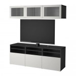 БЕСТО Шкаф для ТВ, комбин/стеклян дверцы - черно-коричневый Синдвик/Лаппвикен светло-серый прозрачное стекло, направляющие ящика,нажимные БЕСТО Шкаф для ТВ, комбин/стеклян дверцы - черно-коричневый Синдвик/Лаппвикен светло-серый прозрачное стекло, направляющие ящика,нажимные