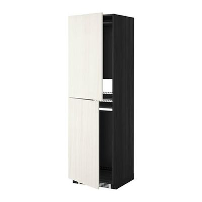 МЕТОД Высок шкаф д холодильн/мороз - 60x60x200 см, Росдаль белый ясень, под дерево черный