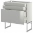 МЕТОД / МАКСИМЕРА Напольн шкаф 3фронт пнл/2низ/2ср ящ - белый, Гревста нержавеющ сталь, 80x37x60 см