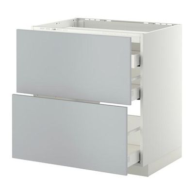 МЕТОД / МАКСИМЕРА Напольн шкаф/2 фронт пнл/3 ящика - 80x60 см, Веддинге серый, белый МЕТОД / МАКСИМЕРА Напольн шкаф/2 фронт пнл/3 ящика - 80x60 см, Веддинге серый, белый