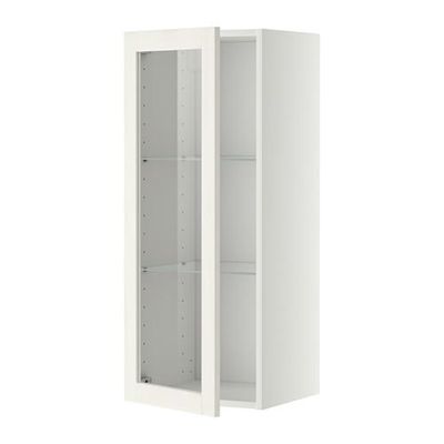 МЕТОД Навесной шкаф с полками/стекл дв - 40x100 см, Росдаль белый ясень, белый МЕТОД Навесной шкаф с полками/стекл дв - 40x100 см, Росдаль белый ясень, белый