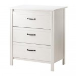 БРУСАЛИ Комод с 3 ящиками - белый