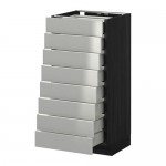 МЕТОД / МАКСИМЕРА Наполн шкаф 8 фронт/8 низк ящиков - под дерево черный, Гревста нержавеющ сталь, 40x37 см МЕТОД / МАКСИМЕРА Наполн шкаф 8 фронт/8 низк ящиков - под дерево черный, Гревста нержавеющ сталь, 40x37 см