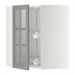 МЕТОД Углов навесн шк с врщ скц/сткл дв - белый, Будбин серый, 68x80 см