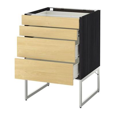 МЕТОД / ФОРВАРА Нплн шк 4 фронт/2 низк/2средн ящ - 60x60x60 см, Тингсрид под березу, под дерево черный МЕТОД / ФОРВАРА Нплн шк 4 фронт/2 низк/2средн ящ - 60x60x60 см, Тингсрид под березу, под дерево черный