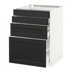 МЕТОД / МАКСИМЕРА Напольн шкаф 4 фронт панели/4 ящика - 60x60 см, Лаксарби черно-коричневый, белый МЕТОД / МАКСИМЕРА Напольн шкаф 4 фронт панели/4 ящика - 60x60 см, Лаксарби черно-коричневый, белый